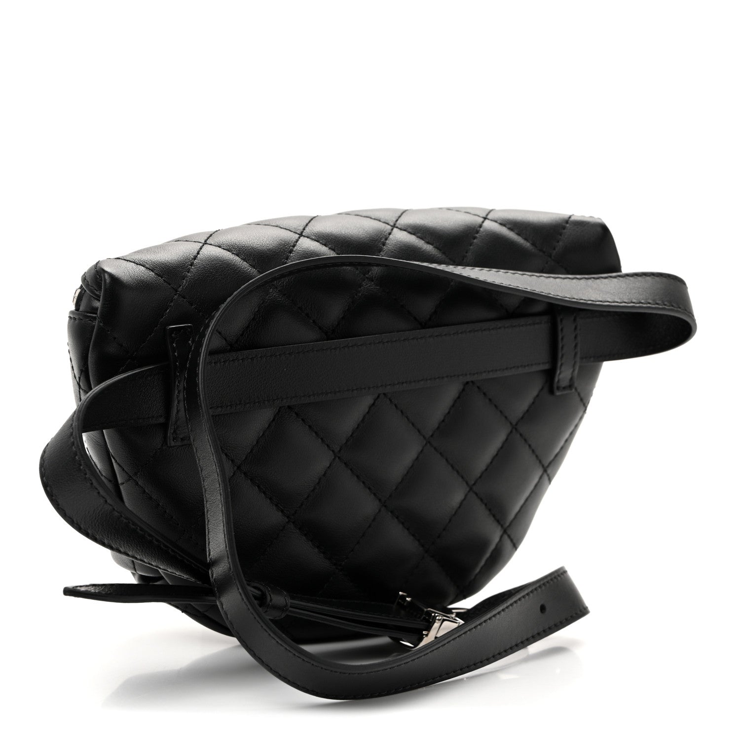 Calfskin Quilted Uniform Waist Belt Bag Black