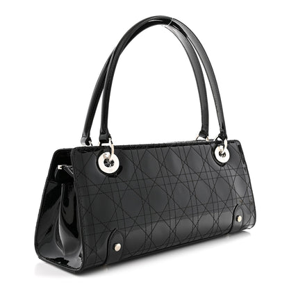 Patent Cannage Stitched East West Lady Dior Black
