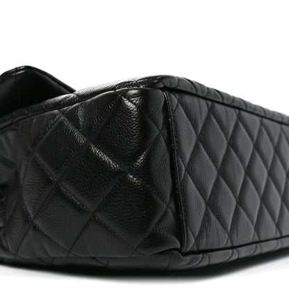 Caviar Quilted Small XXL Travel Flap Bag Black