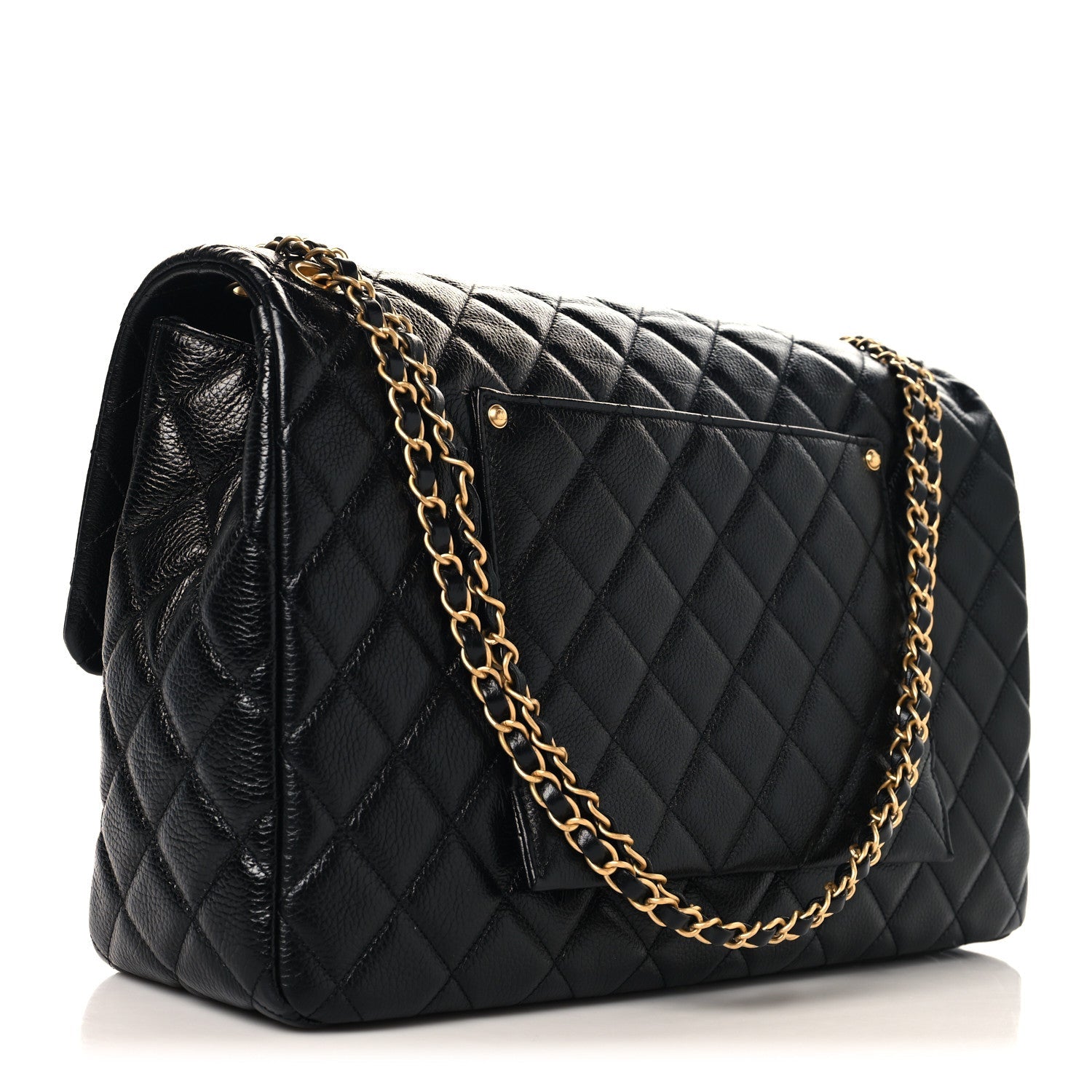 Caviar Quilted XXL Travel Flap Bag Black