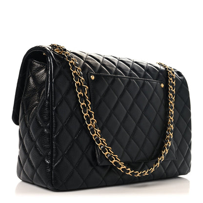 Caviar Quilted XXL Travel Flap Bag Black