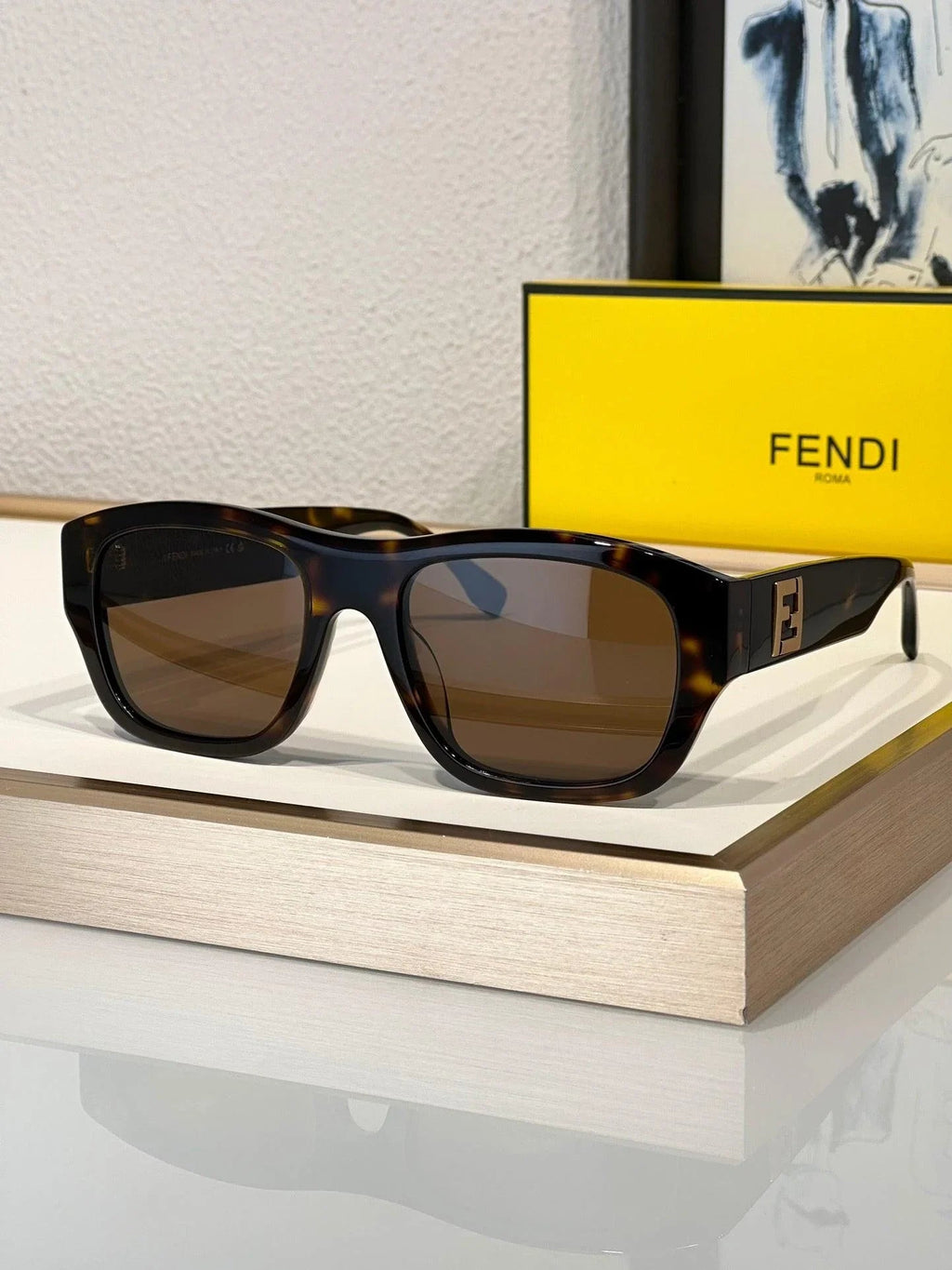 FENDI Men's FF Logo Rectangle Sunglasses✨