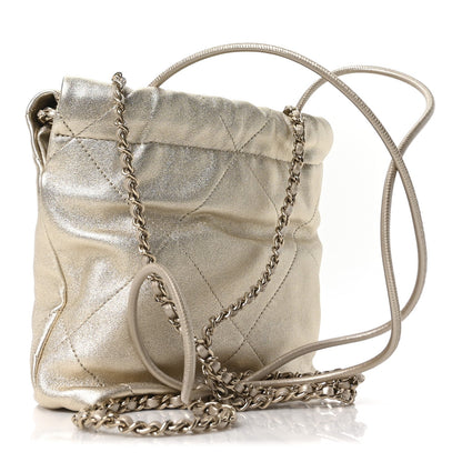 Metallic Lambskin Quilted Mini Chanel 22 Golden
