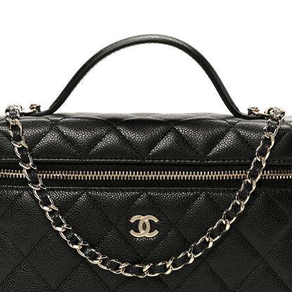 Caviar Quilted Top Handle Slim Vanity With Chain Black