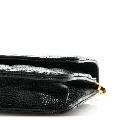 Caviar Quilted Wallet on Chain WOC Black