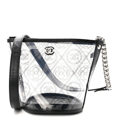 Crumpled Calfskin PVC Bucket Bag Black