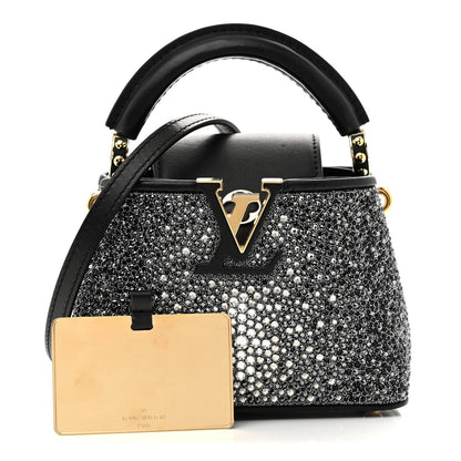 Crystal Cowhide Nano Capucines Silver Black