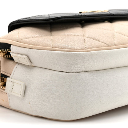 Goatskin Quilted Waist Bag Beige White Black