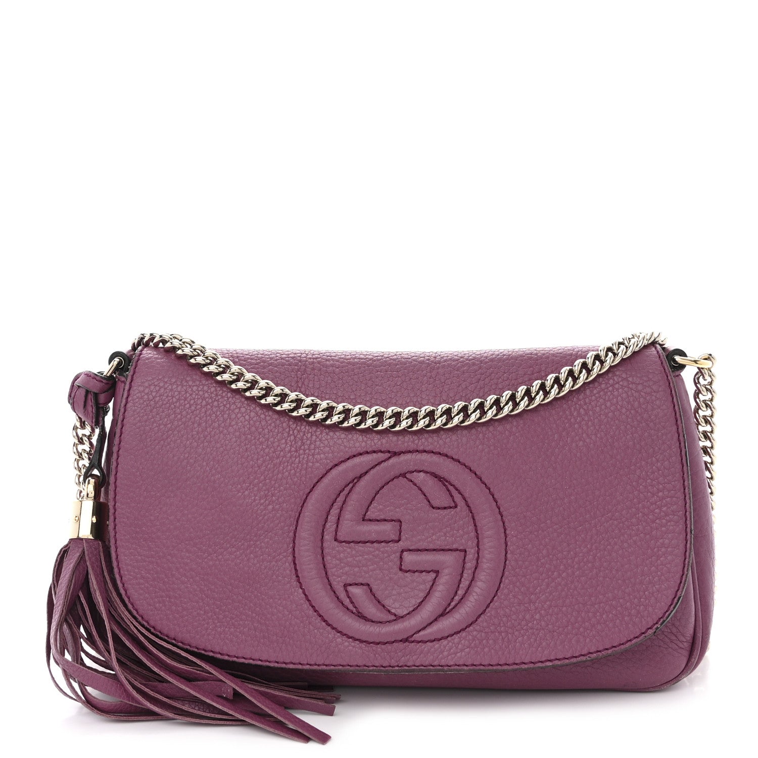 Pebbled Calfskin Medium Soho Flap Crossbody Peonia Flower