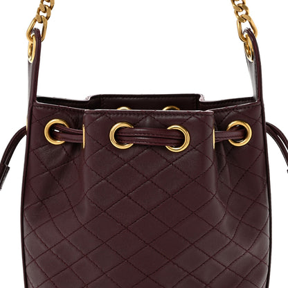 Lambskin Carre Quilted Cassandre Small Bucket Bag Hot Wine