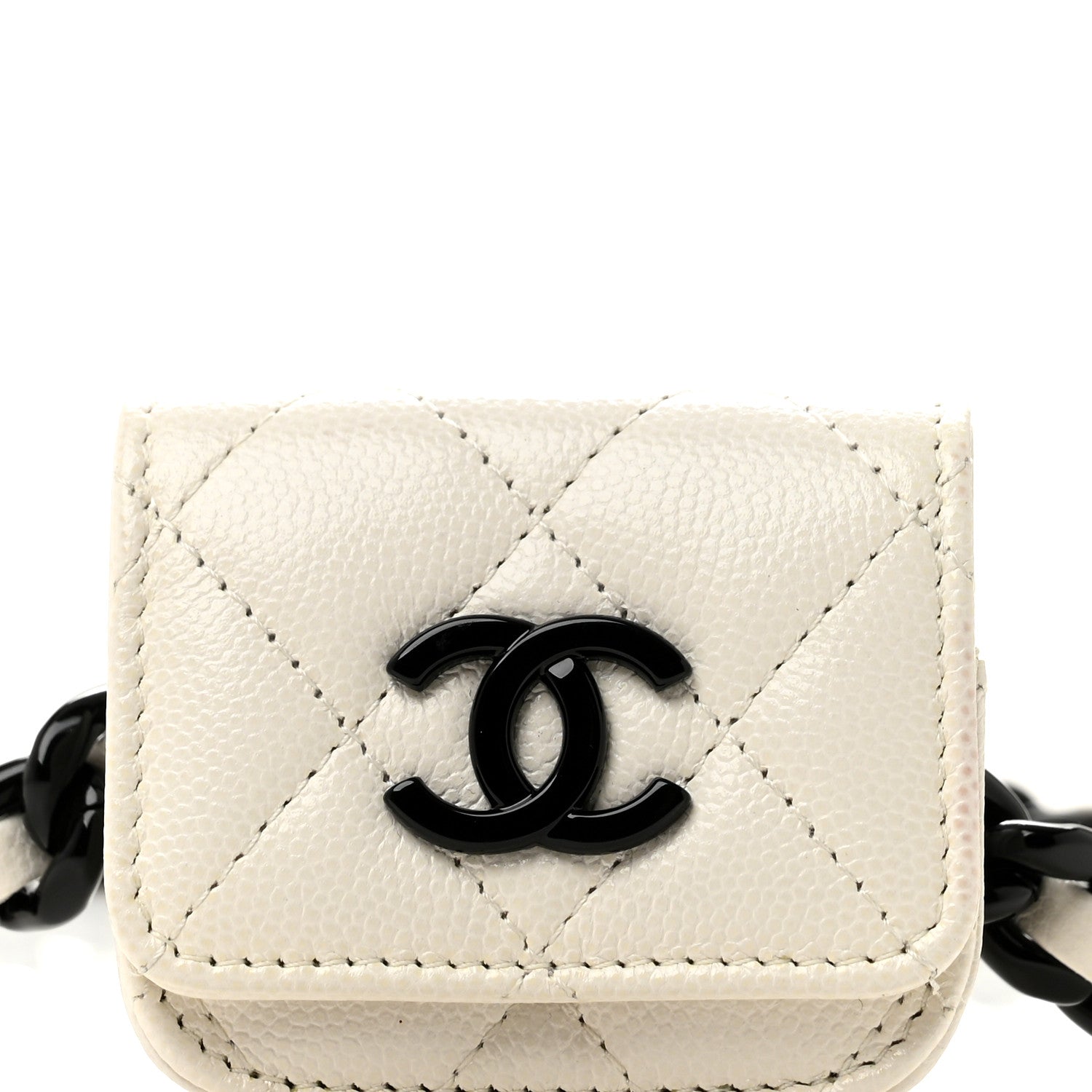 Caviar Quilted My Everything Airpods Pro Holder Belt White