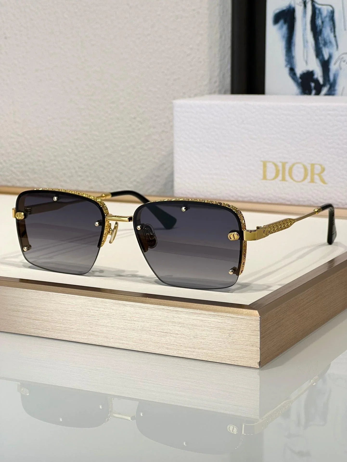 DIOR HOMME NeoDior S4U Mirrored Rectangular Sunglasses✨