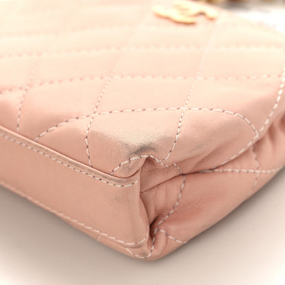 Lambskin Quilted Mini Evening Bag Pink
