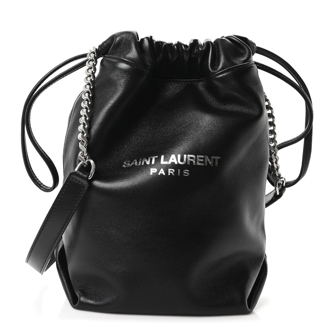 Lambskin Small Teddy Bucket Bag Black