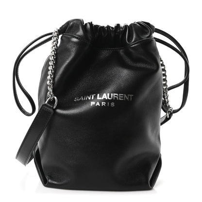Lambskin Small Teddy Bucket Bag Black