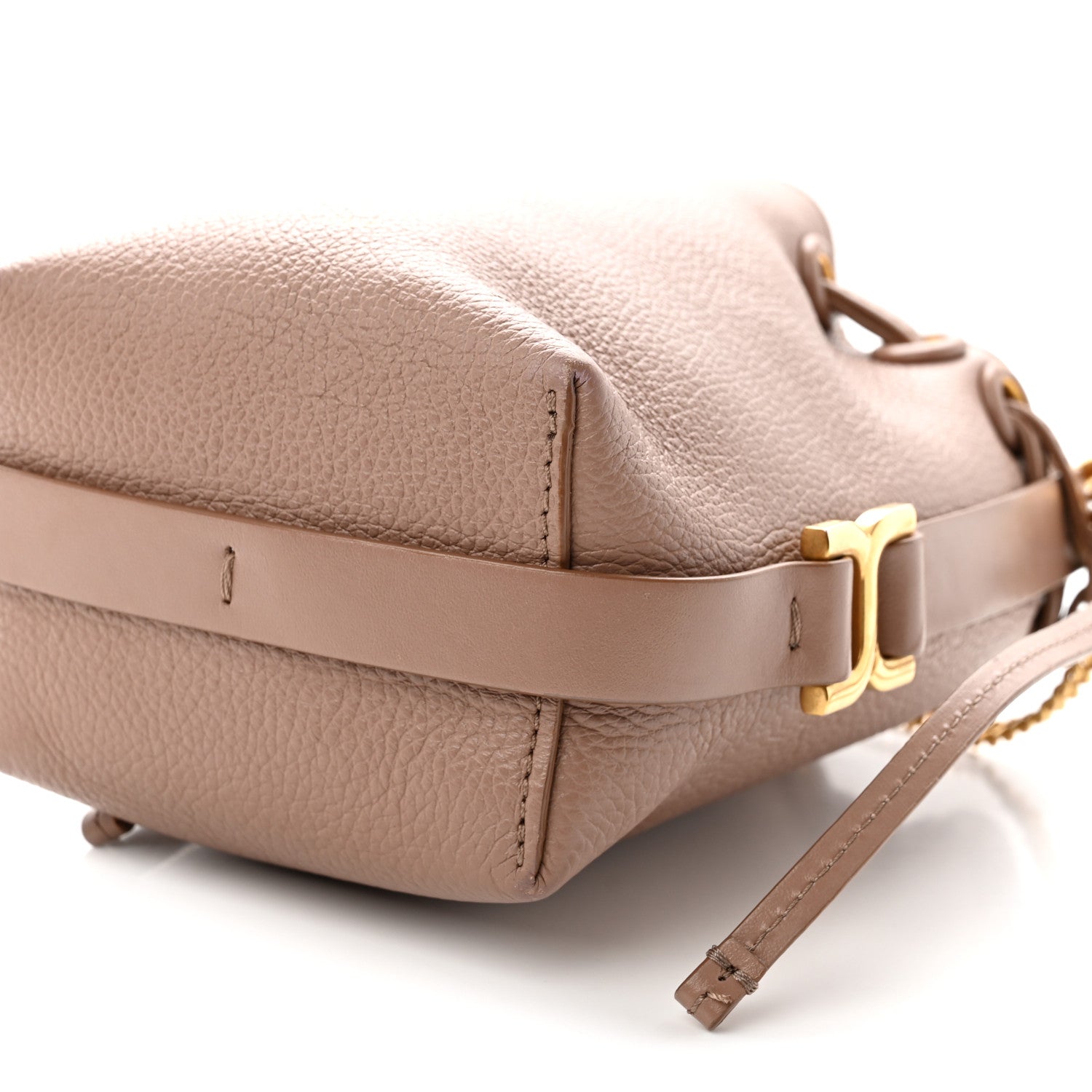 Grained Calfskin Micro Marcie Bucket Bag Woodrose