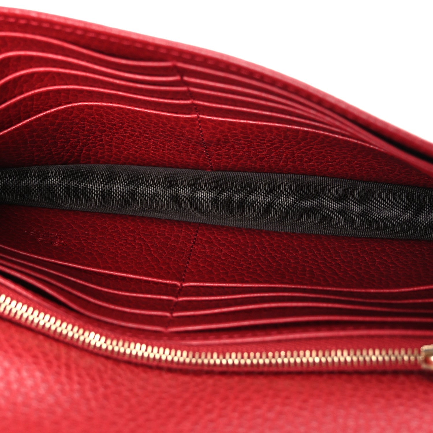Dollar Calfskin Interlocking G Chain Wallet Red
