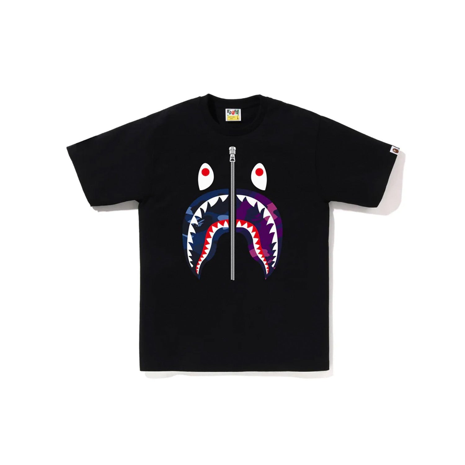 Bape Black Color Camo Separate Shark T-shirt Black x Purple