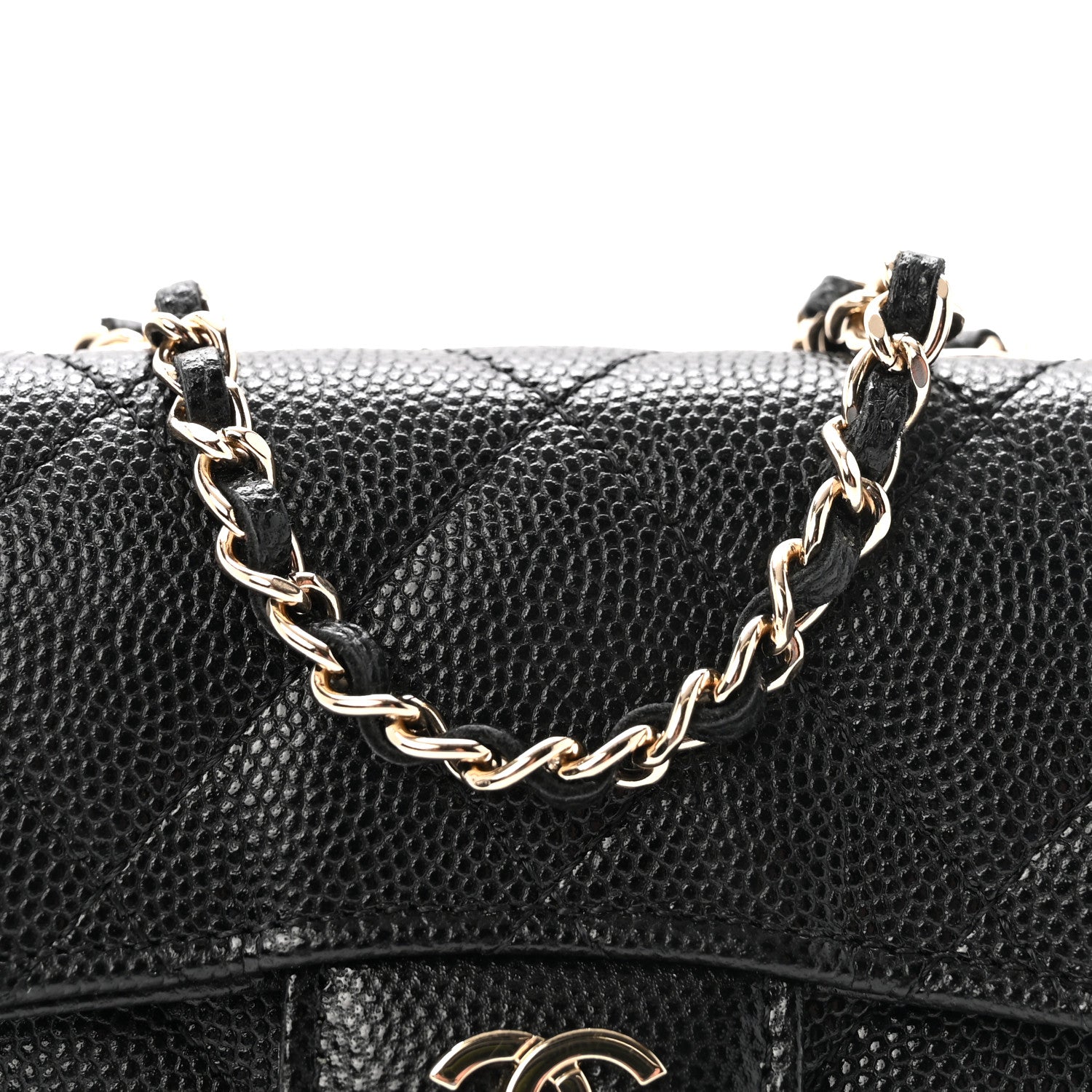 Caviar Quilted Mini Chain Belt Bag Black