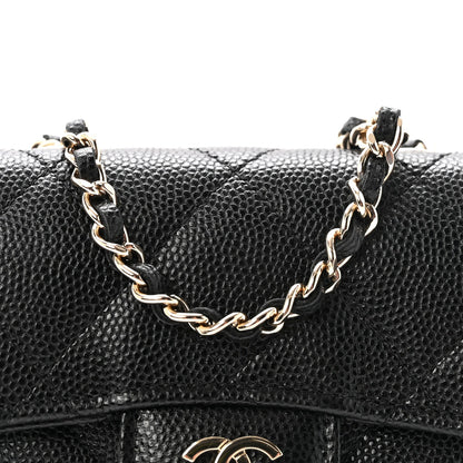 Caviar Quilted Mini Chain Belt Bag Black
