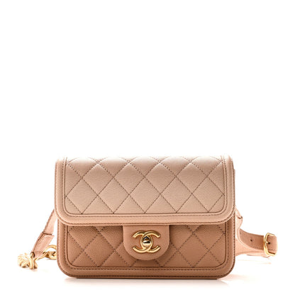 Caviar Quilted Sunset On The Sea Waist Bag Beige