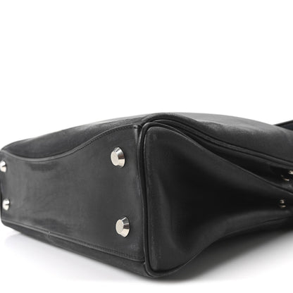 Natural Smooth Calfskin Medium Rodeo Top Handle Handbag Black
