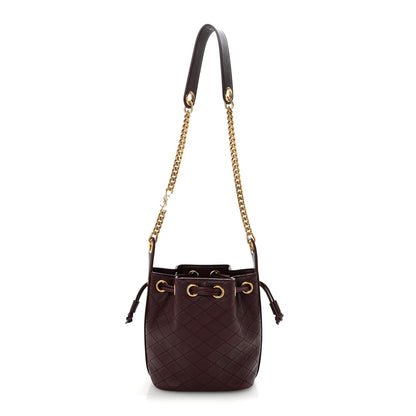 Lambskin Carre Quilted Cassandre Small Bucket Bag Hot Wine