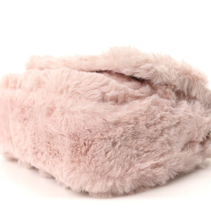 Faux Fur Quilted Virtus V Mini Chain Flap Shoulder Bag English Rose