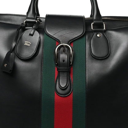 Calfskin Web Suitcase Black