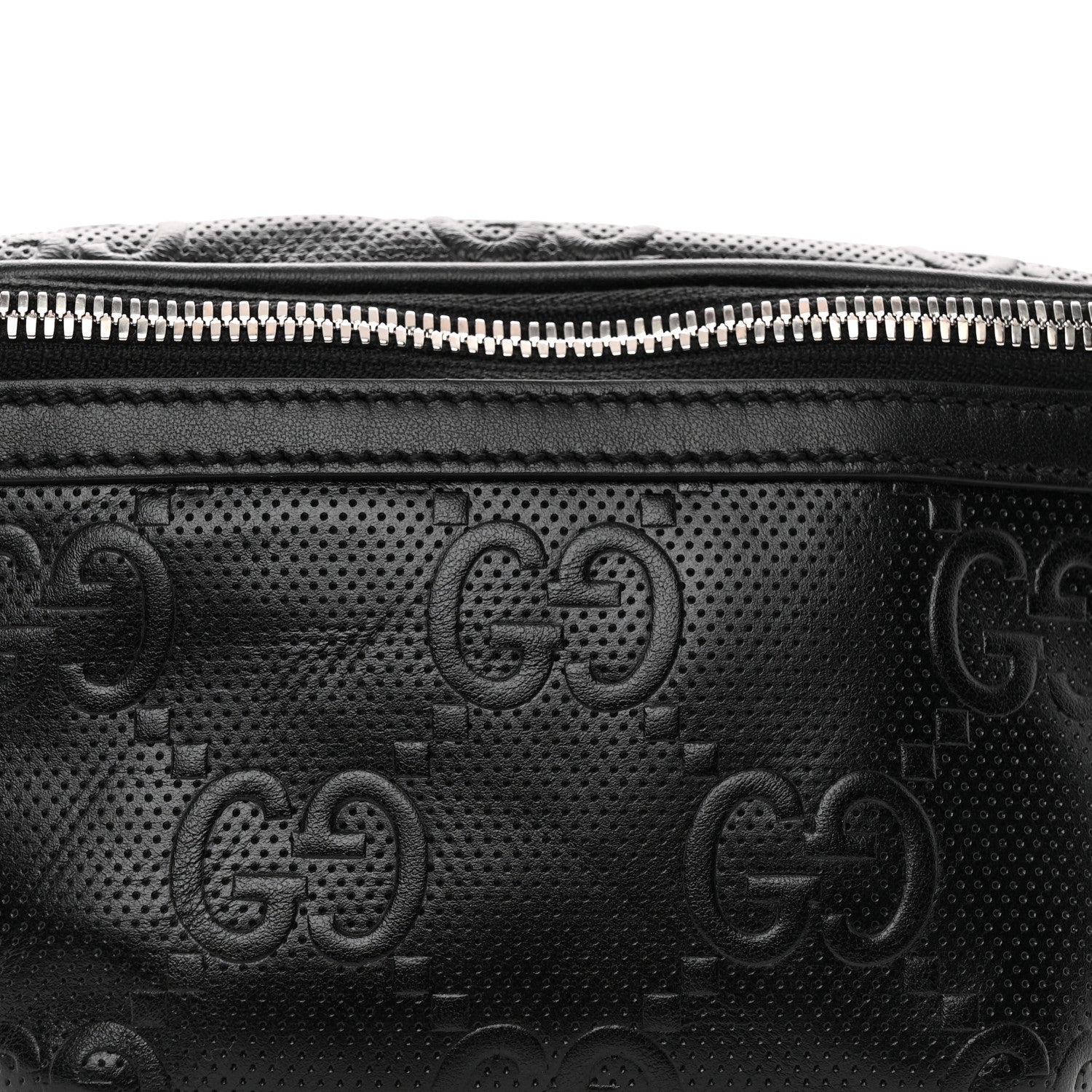 Calfskin GG Tennis Embossed Belt Bag Black