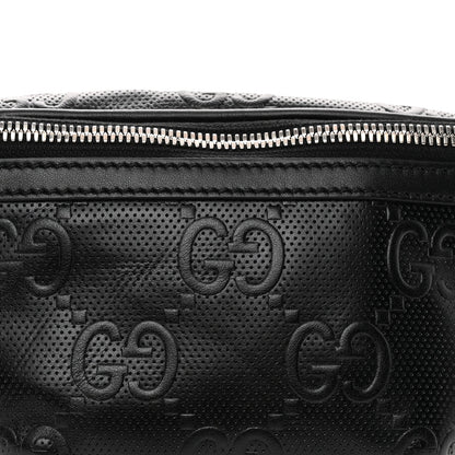 Calfskin GG Tennis Embossed Belt Bag Black