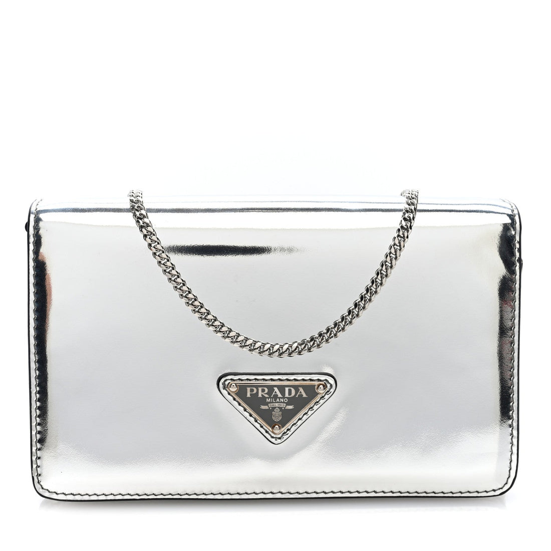 Spazzolato Flap Slide Chain Shoulder Bag Argento Argento