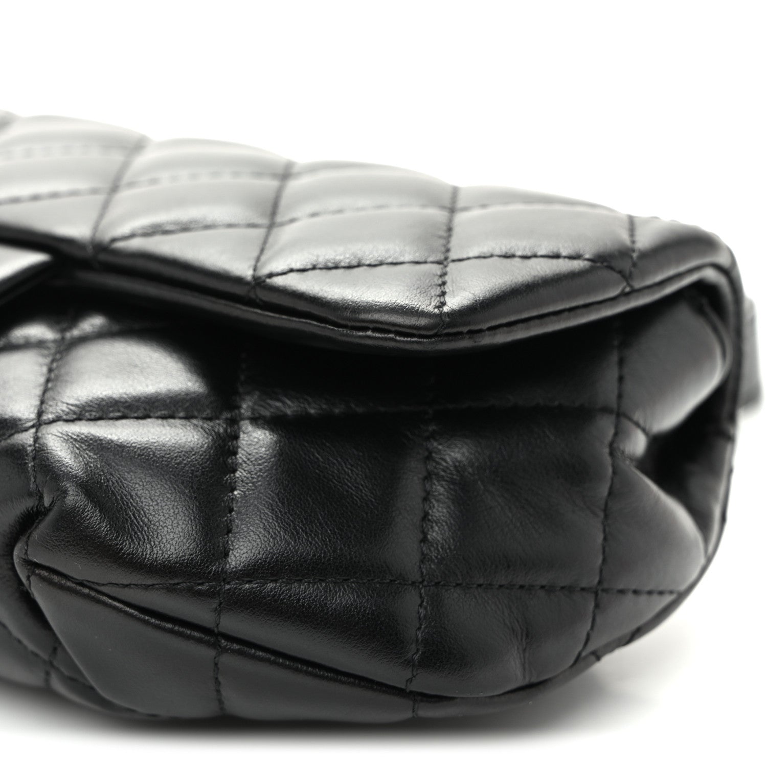 Calfskin Quilted CC Uniform Flap Belt Bag Black