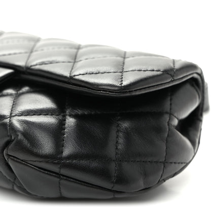 Calfskin Quilted CC Uniform Flap Belt Bag Black