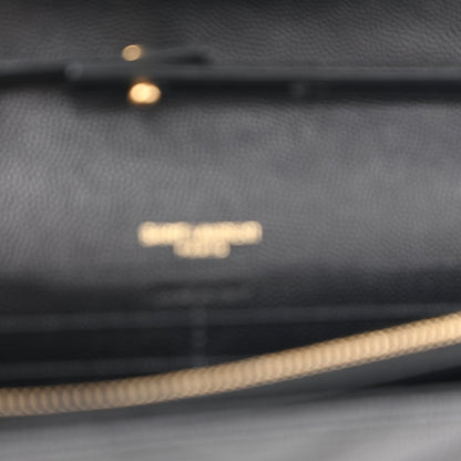 Grain De Poudre Matelasse Chevron Monogram Chain Wallet Black