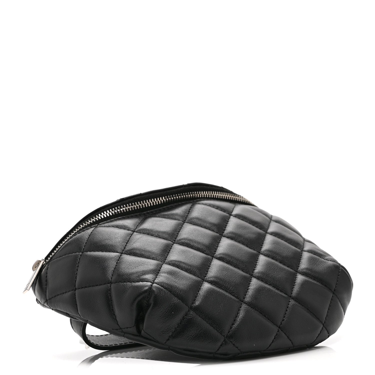 Calfskin Quilted Uniform Waist Belt Bag Black