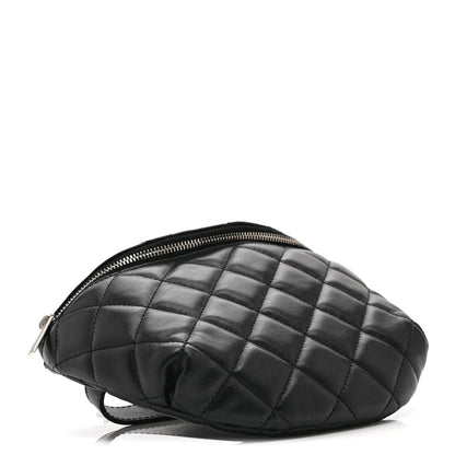 Calfskin Quilted Uniform Waist Belt Bag Black