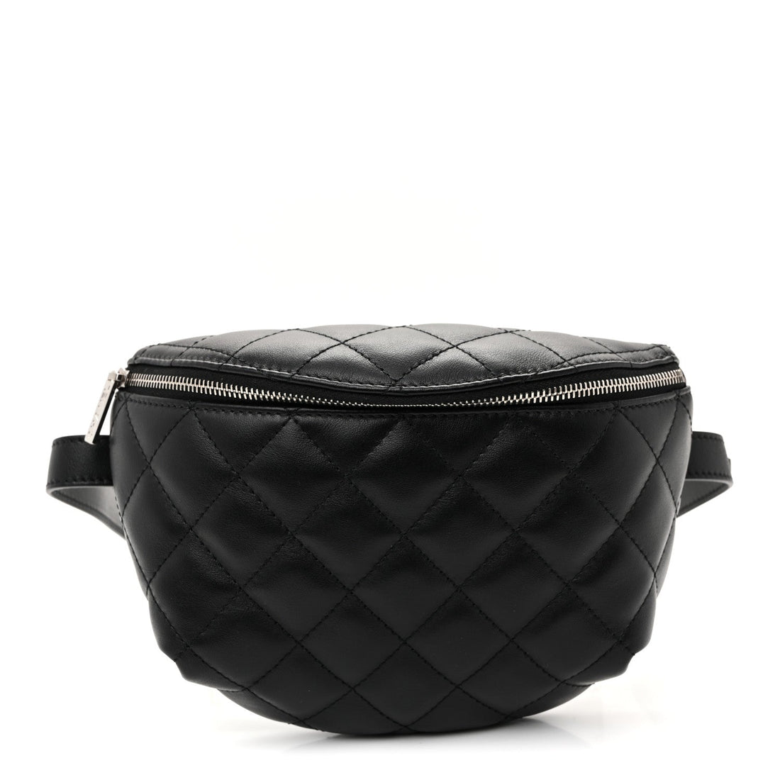 Calfskin Quilted Uniform Waist Belt Bag Black