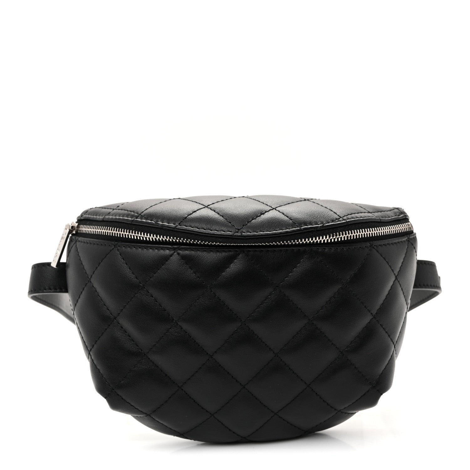 Calfskin Quilted Uniform Waist Belt Bag Black