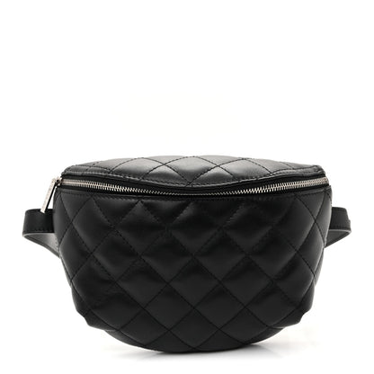 Calfskin Quilted Uniform Waist Belt Bag Black