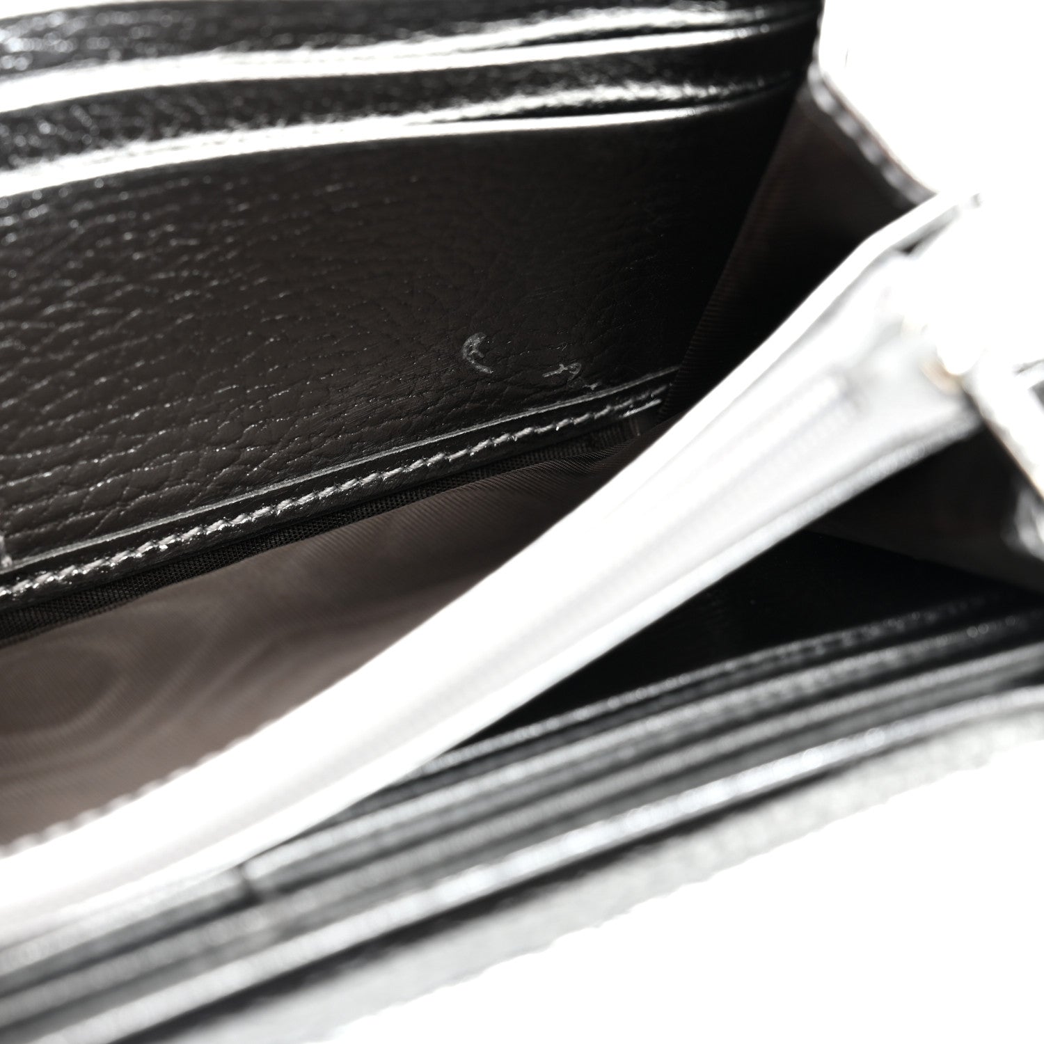 Metallic Calfskin GG Supreme Monogram Petite GG Marmont Wallet Chain Bag Silver Beige Ebony