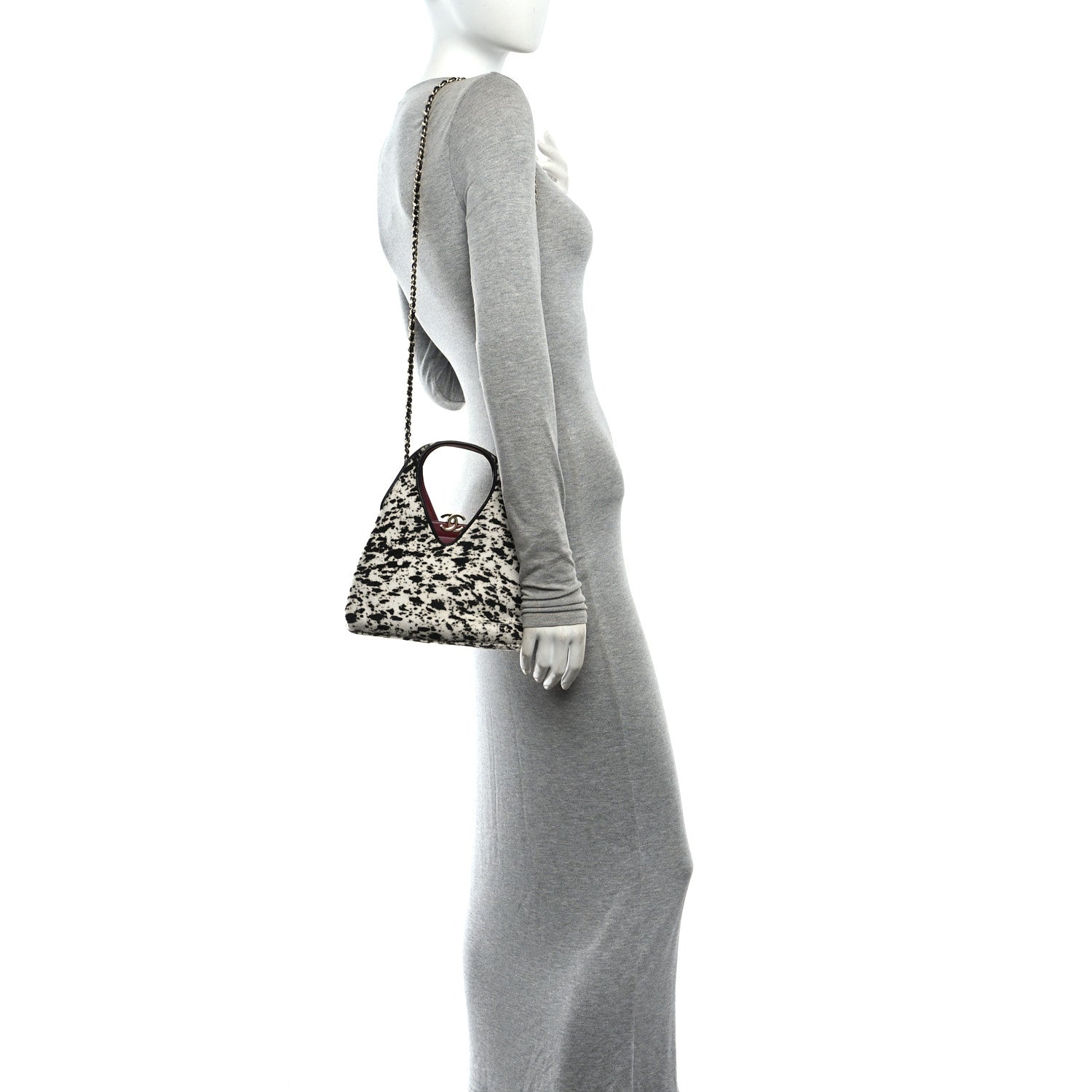 Pony Hair Printed Chic Lady Small Shopping Tote White Black