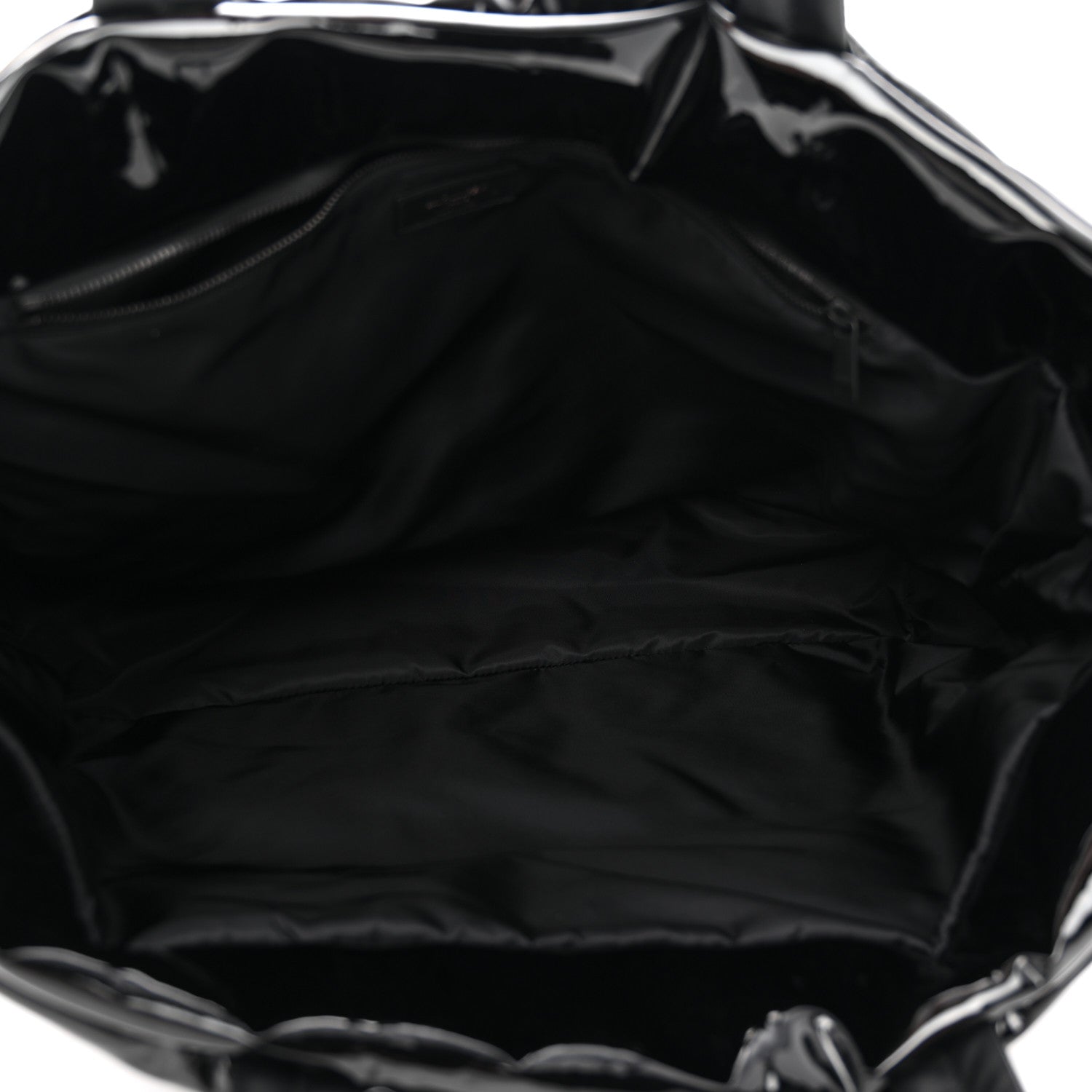 Patent Wide Puffer Maxi Tote Black