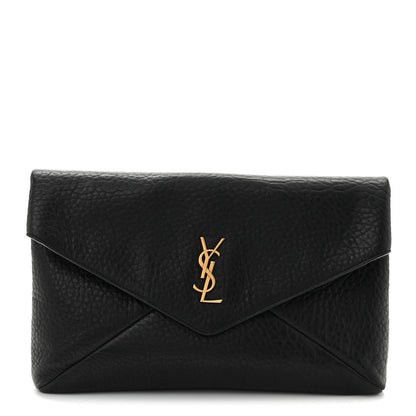 Grained Lambskin Cassandre Envelope Pouch Black
