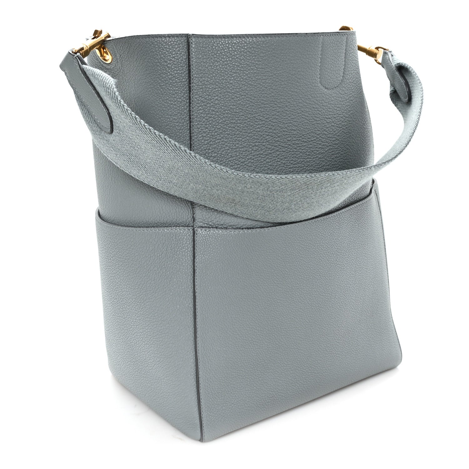 Soft Grained Calfskin Sangle Bucket Bag Storm