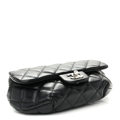 Calfskin Quilted CC Uniform Flap Belt Bag Black