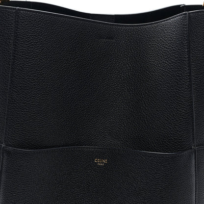 Soft Grained Calfskin Sangle Bucket Bag Black