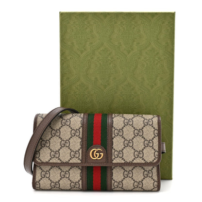 GG Supreme Monogram Web Ophidia Crossbody Wallet Beige Ebony New Acero