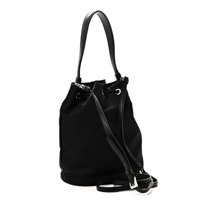 Tessuto Saffiano Ricamo Sequin Crystal Embellished Mini Re-Edition 1978 Bucket Bag Black