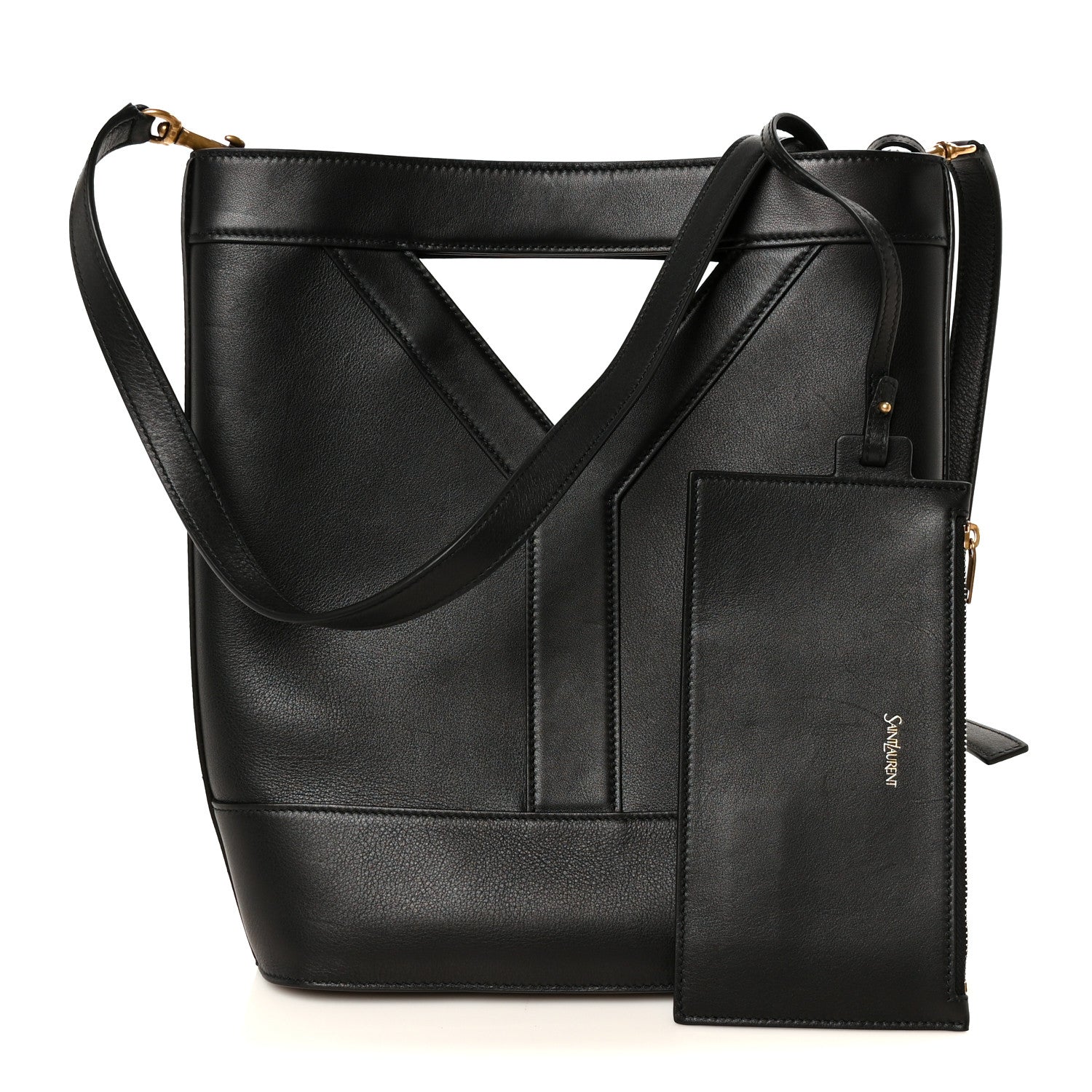 Smooth Calfskin Y Small Bucket Bag Black